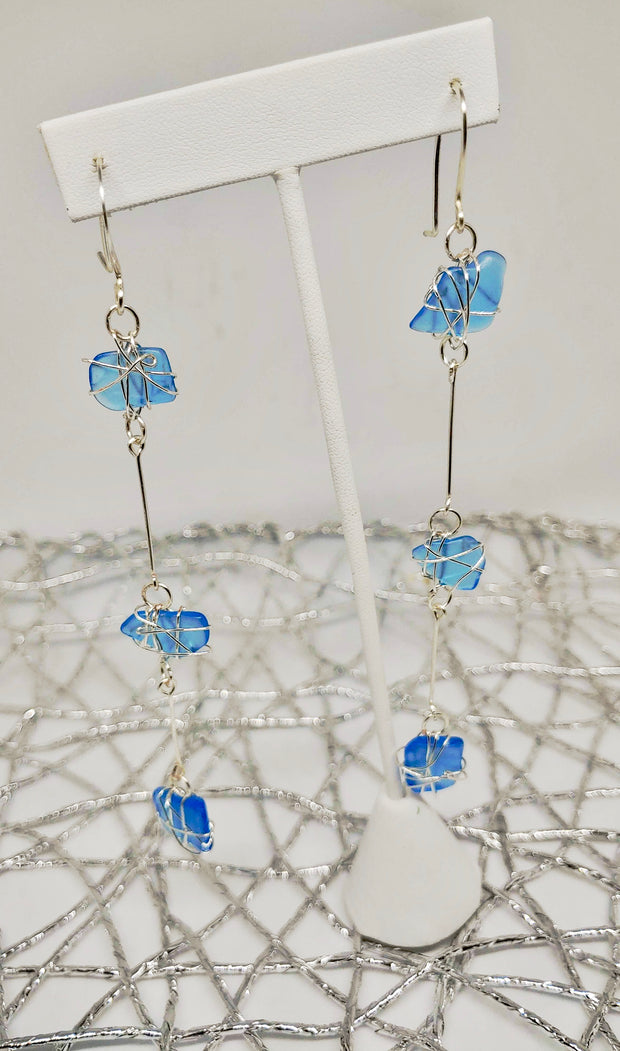 Pendientes colgantes de chip azul