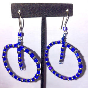 Blue and Purple Hoop Earrings