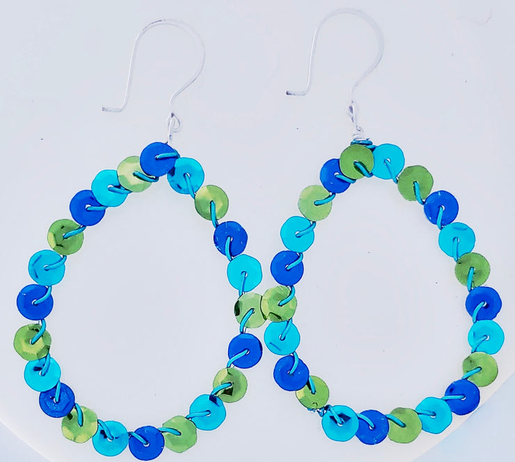 Aqua Mermaid Hoop Earrings