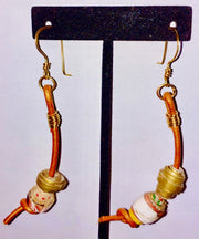 Scrap Beaded Leather Dangle earrings