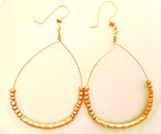 Gold Beaded Wire Hoop Earrings