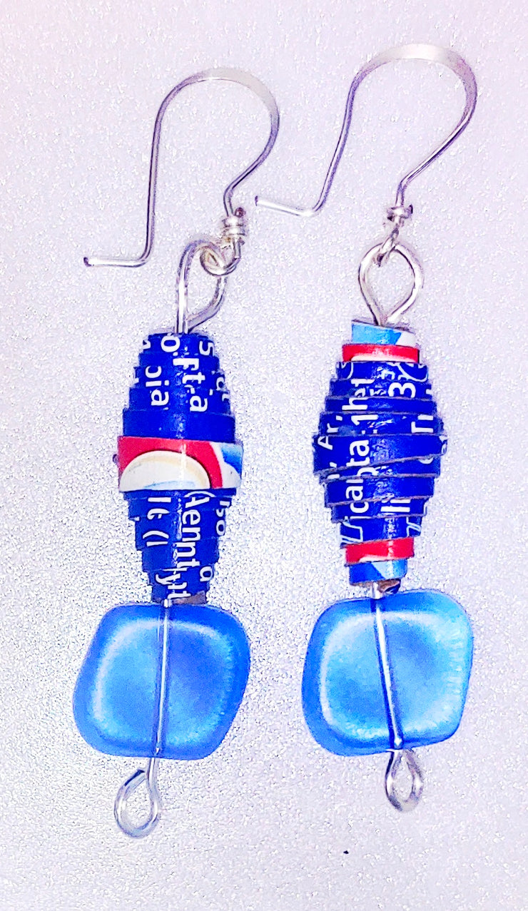 Beaded Glass Dangle Earrings